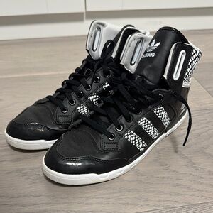 Adidas Black and White High-Top Sneakers
